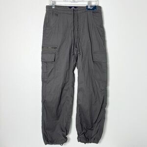 Hollister Pants Womens M Gray Parachute Baggy Jogger Cargo Juniors Drawstring